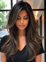 Dark Brown Highlighted Hair Toppers - 18" - 1.8 x 6" Base