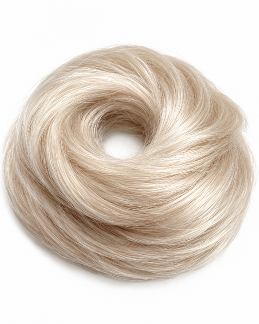 Platinum Blonde Booster Volume Bun - 100% real human remy hair scrunchy bun