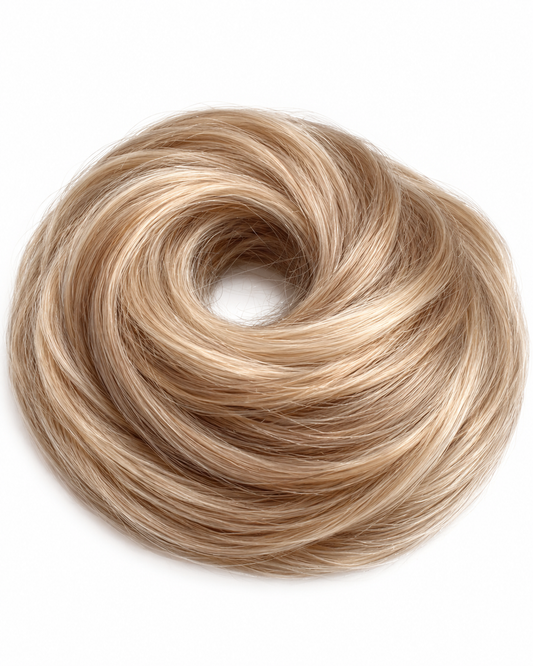 Caramel Blonde Highlight Booster Bun - 100% real human remy hair scrunchie bun