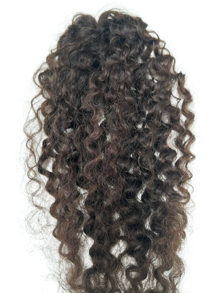 Curly Brown Highlight Hair Toppers - 18" - " 1.8x6 Base