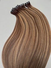 RUSSIAN #14/22/613 "CARAMEL MOCHA " ROOT STRETCH TAPE HAIR EXTENSIONS