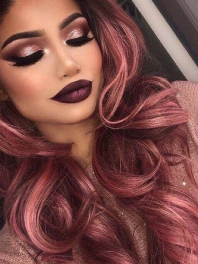 mauve pastel pink hair extensions