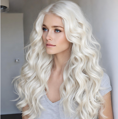 #60 PLATINUM BLONDE WAVY TAPE HAIR EXTENSIONS