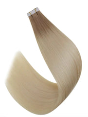 #14/613 LIGHT ASH BLONDE HIGHLIGHTS ROOTS STRETCH TAPE EXTENSIONS