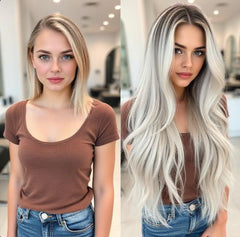 "SNOW STORM" 1B- ICE BLONDE BALAYAGE ROOT STRETCH