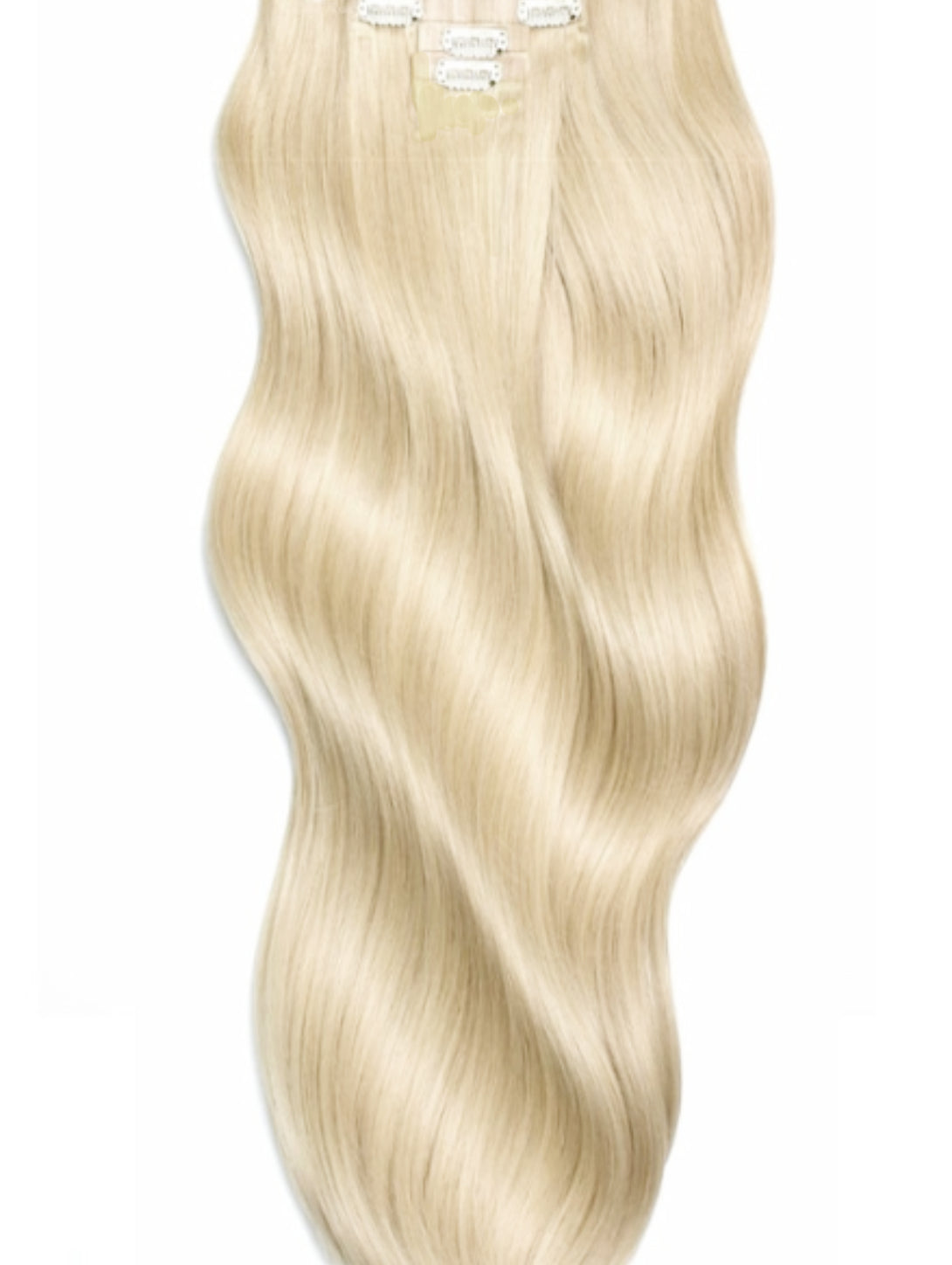 Vanilla blonde super thick clip in hair extensions