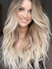 #6b/613/60 ASH BLONDE HIGHLIGHTS BALAYAGE CLIP IN HAIR EXTENSIONS