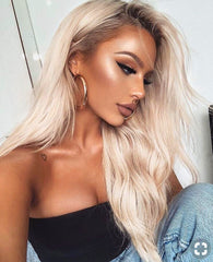 ash blonde highlight root stretch balayage tape hair extensions