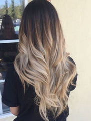 #2/22/8 "BEIGE BEAUTY" DARK BROWN TO WARM BLONDE BALAYAGE TAPE HAIR EXTENSIONS