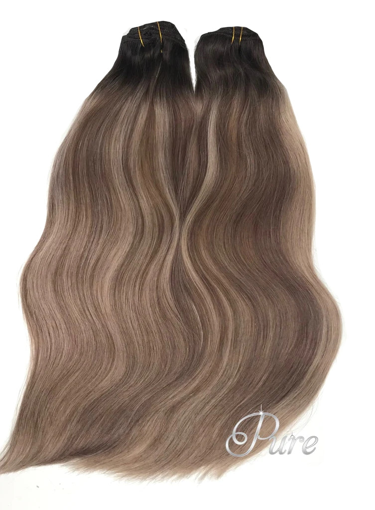 Balayage clip in hair extensions