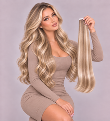 #22/613 "PRINCESS" MEDIUM BLONDE HIGHLIGHT TAPE HAIR EXTENSIONS