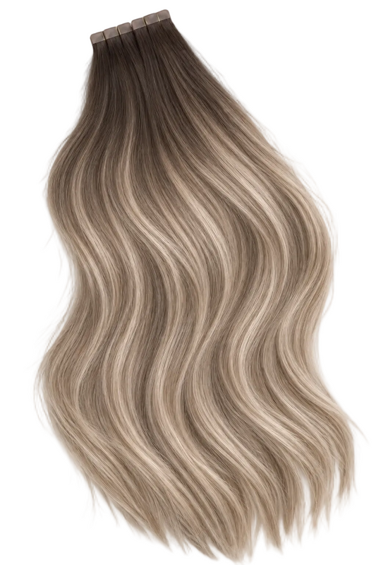 DARK ASH BROWN TO DARK BLONDE BALAYAGE TAPE HAIR EXTENSIONS