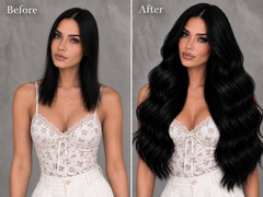 MIDNIGHT BLACK WAVY TAPE HAIR EXTENSIONS
