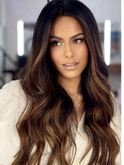 #1B/4/6 "" BLACK & BROWN BALAYAGE CLIP IN HAIR EXTENSIONS