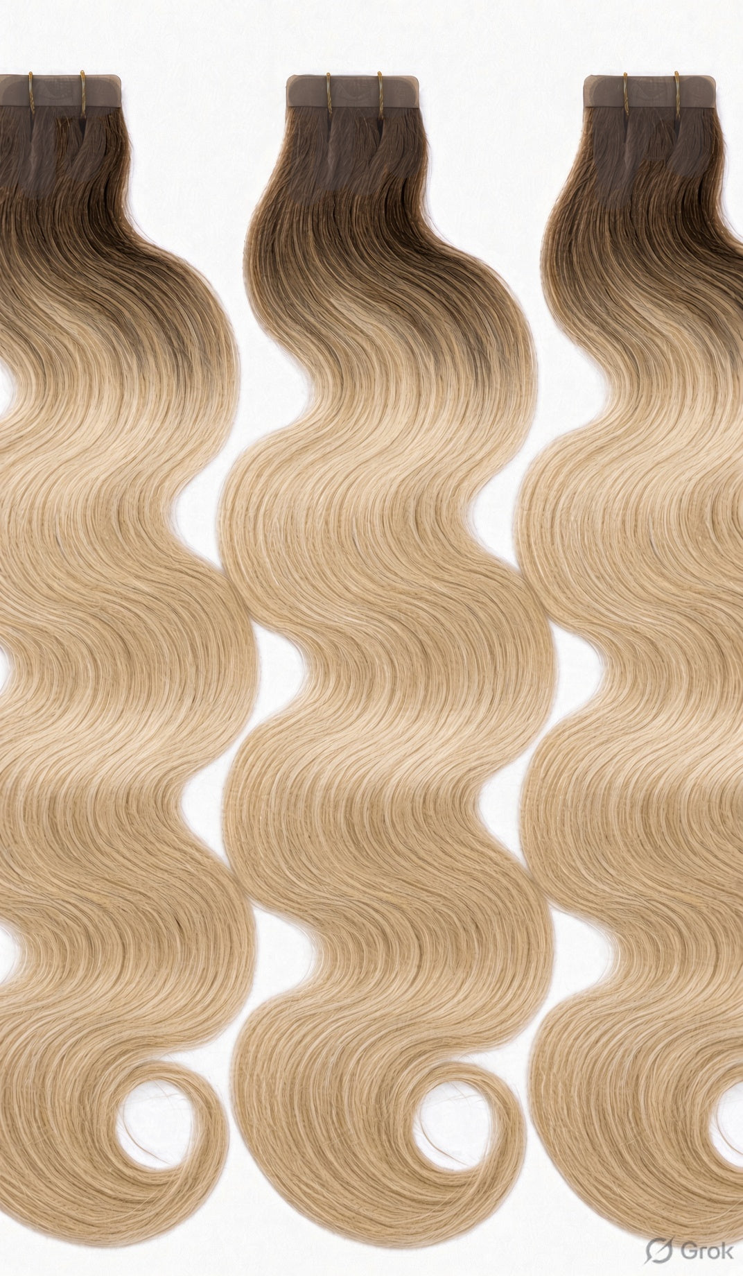 brown root stetch blonde wavy balayage hair extensions