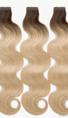 brown root stetch blonde wavy balayage hair extensions