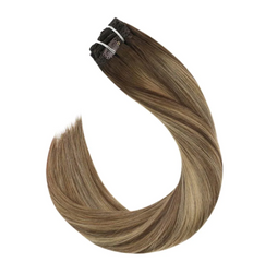 #1b/10/16"MALIBU" ASH BROWN HIGHLIGHT BALAYAGE CLIP IN HAIR EXTENSIONS