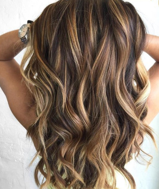 #2/2/6 Brown & Caramel caramel highlighted invisible  tape hair extensions