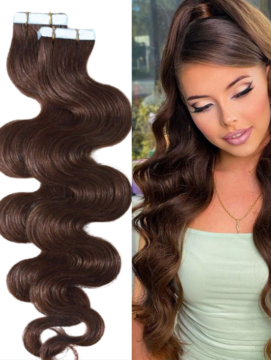#4 wavy brown remy virgin hair extensions