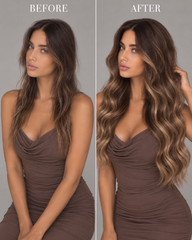 #10/22 BROWN & BLONDE HIGHLIGHT WAVY TAPE HAIR EXTENSIONS