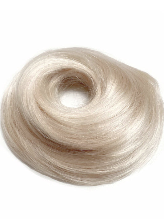 Cream blonde human hair bun messy bun