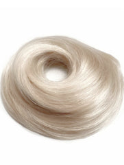 Cream blonde human hair bun messy bun