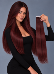 #99j DEEP BURGUNDY RED WINE RED TAPE HAIR EXTENSIONS