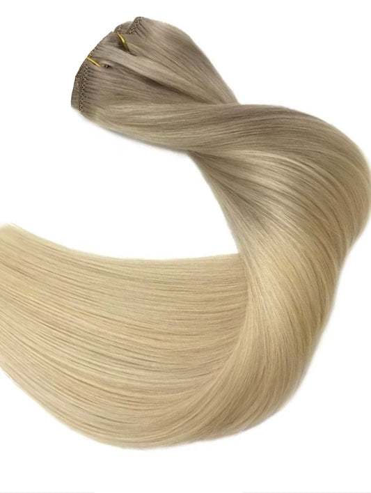 #6b/613/60 ASH BLONDE HIGHLIGHTS BALAYAGE CLIP IN HAIR EXTENSIONS