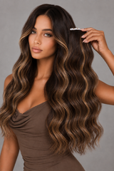 NATURAL BLACK HIGHLIGHT WAVY TAPE HAIR EXTENSIONS
