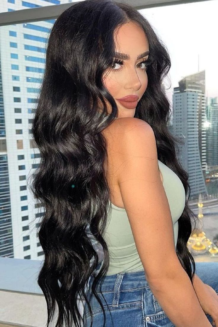 Darkest brown natural black virign remy human hair extensions