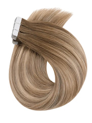 #6/613/6 LIGHT BROWN HIGHLIGHTED BALAYAGE TAPE HAIR EXTENSIONS - Pure Tape Hair Extensions