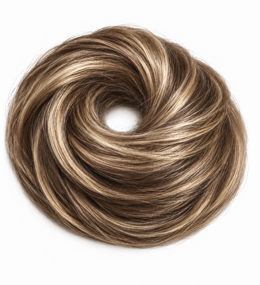 #16a/10- Brown & Ash Blonde Booster Volume Bun - 100% human hair scrunchie bun