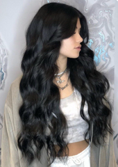 #1b NATURAL BLACK WAVY TAPE HAIR EXTENSIONS