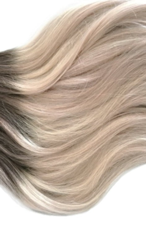 #2/60/18 "ISABELLA" COOL DARK BROWN TO BLONDE OMBRE / BALAYAGE TAPE-IN HAIR EXTENSIONS