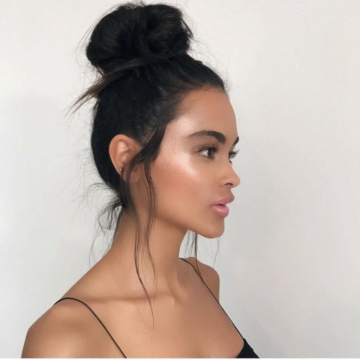 #1b/2 Darkest Brown With Brown Foils  -Booster Volume Bun - 100% human hair scrunchies bun - Pure Tape Hair Extensions