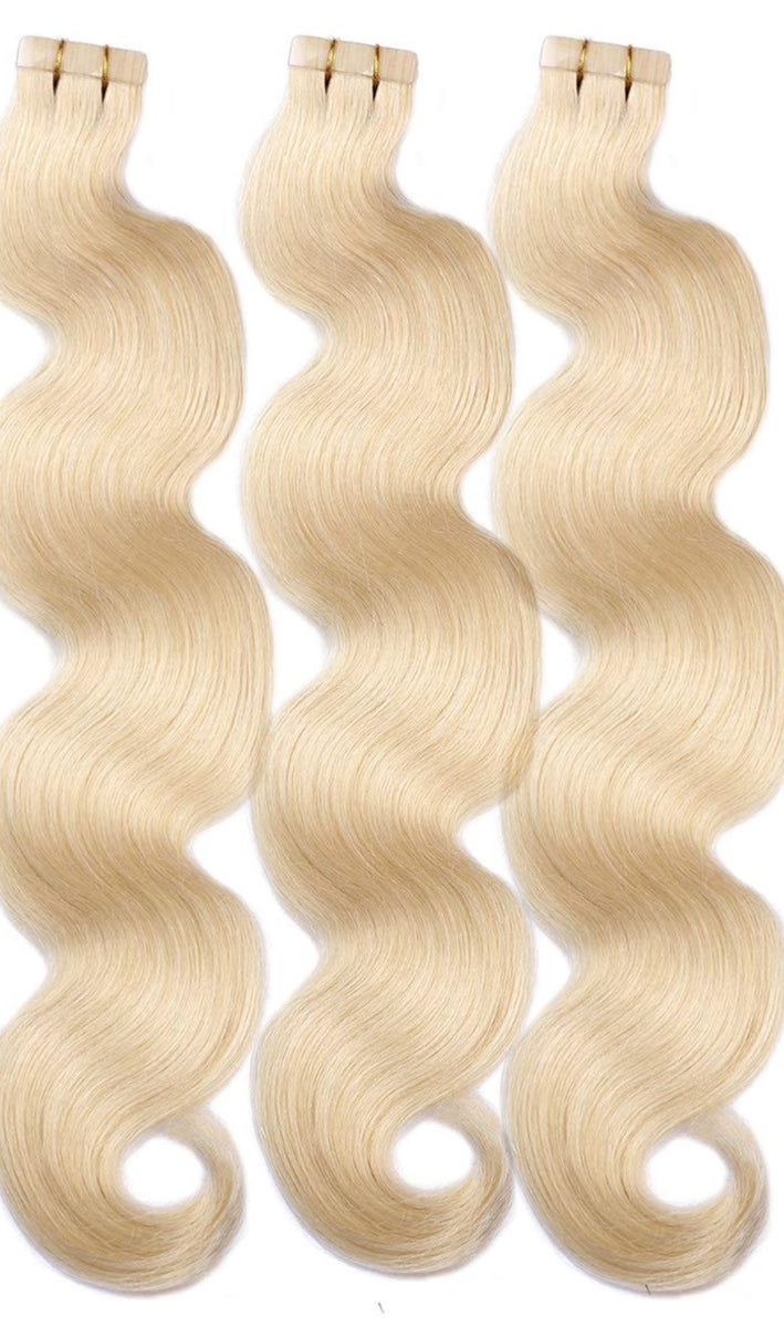 613 GOLDEN BLONDE WAVY TAPE HAIR EXTENSIONS Pure Tape Hair Extensions