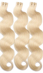 Wavy tape hair extensions #613 golden blonde tape hair extensions