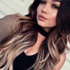 black to dark ash blonde balayage tape hair extensions