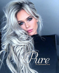 #SILVERY GREY - LIGHT METALLIC GREY - TAPE-IN HAIR EXTENSIONS - LUXURY RUSSIAN - Pure Tape Hair Extensions