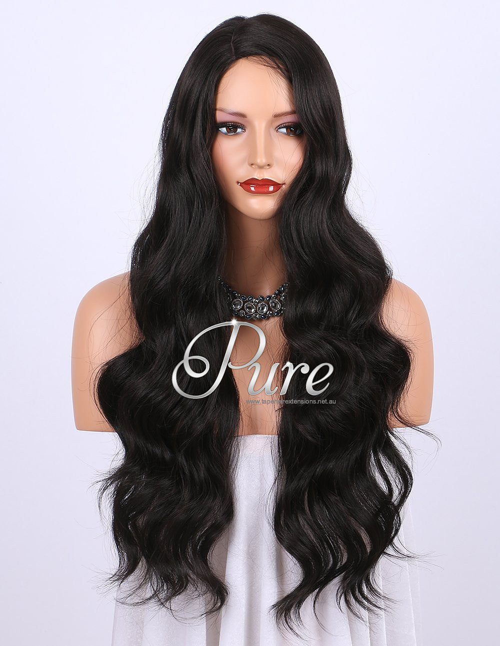 Natural Black Wig - 180% Density - 30" - Pure Tape Hair Extensions 