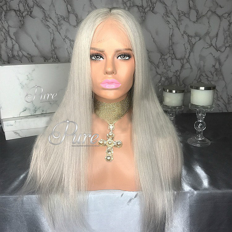 Lace Wig - Silver Blonde - 150% Density -16" - Pure Tape Hair Extensions