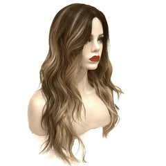 Full Lace Wig - Human Hair Mix - Ombre Dirty Mixed Blonde - 20" Wavy - Pure Tape Hair Extensions