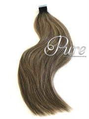 #1B/6/2 "BROWN SUGAR SWIRL" DARK BROWN ROOT STRETCH BALAYAGE / OMBRE TAPE - Pure Tape Hair Extensions