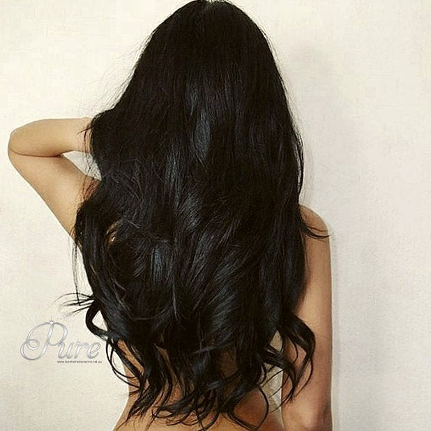 Natural Black Wig - 180% Density - 30" - Pure Tape Hair Extensions