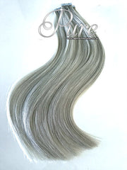 #SILVERY GREY - LIGHT METALLIC GREY - TAPE-IN HAIR EXTENSIONS - LUXURY RUSSIAN - Pure Tape Hair Extensions