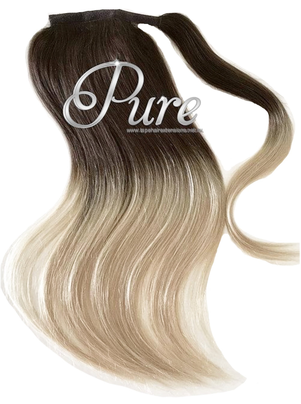 WRAP PONYTAIL HAIR EXTENSION #2/22 Brown To Blonde Balayage - 20" - Pure Tape Hair Extensions