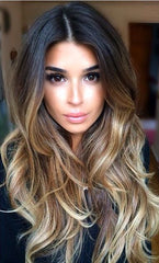 BLACK TO CARAMEL HIGHLIGHTED BALAYAGE HAIR EXTENSIONS