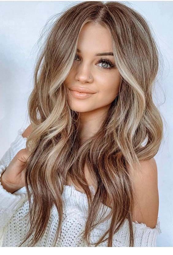 Brown root stretch caramel highlight balayage