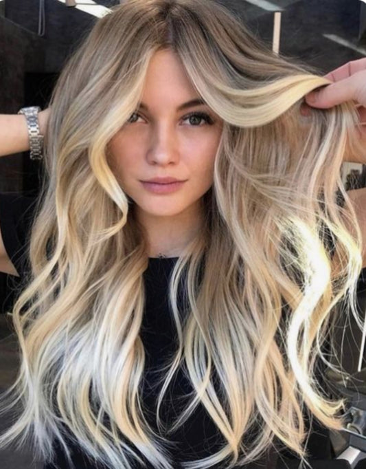 #14/16/6 DARK BLONDE TO CARAMEL BLONDE - SHORT ROOT STRETCH / FADE BALAYAGE / OMBRE LUXURY RUSSIAN GRADE TAPE HAIR EXTENSIONS - Pure Tape Hair Extensions