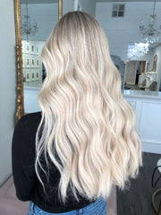 caramel and blonde highlighted hair extensions